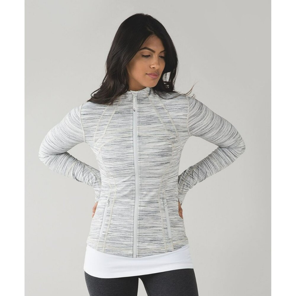 239. Lululemon Define Jacket Space Dye Camo White Silver Spoon US 6